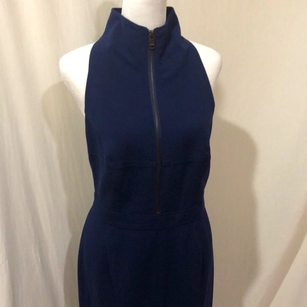 A-line navy blue halter dress